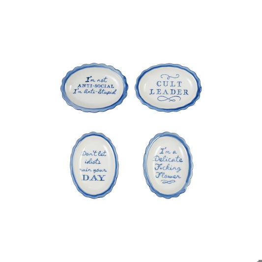 Stoneware Scalloped Dish W Saying