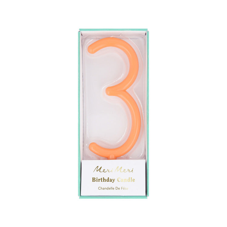 Large Slim Number 3 Candle (x1)